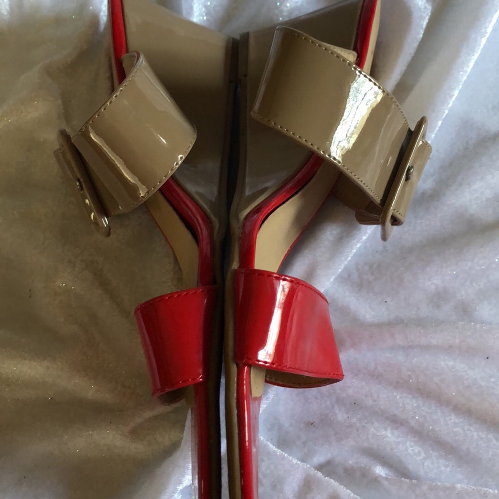 Red and tan wedge Sandals by CL Laundry size 10m